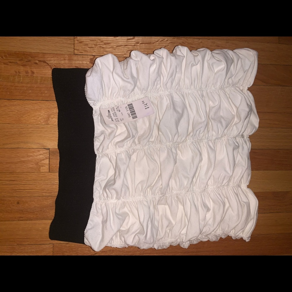 White with Black Mini Skirt